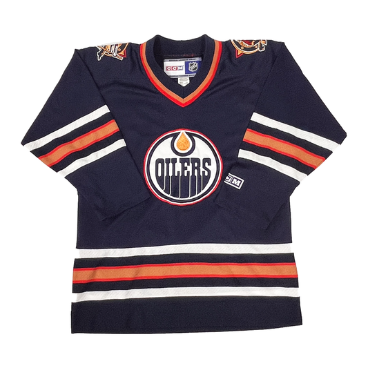 Vintage Edmonton Oilers Oil Drop CCM NHL Hockey Jersey Size XLarge Blank