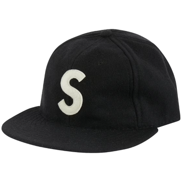 Supreme Ebbets S Logo "Black" 6-Panel Fitted Hat - 7 3/8